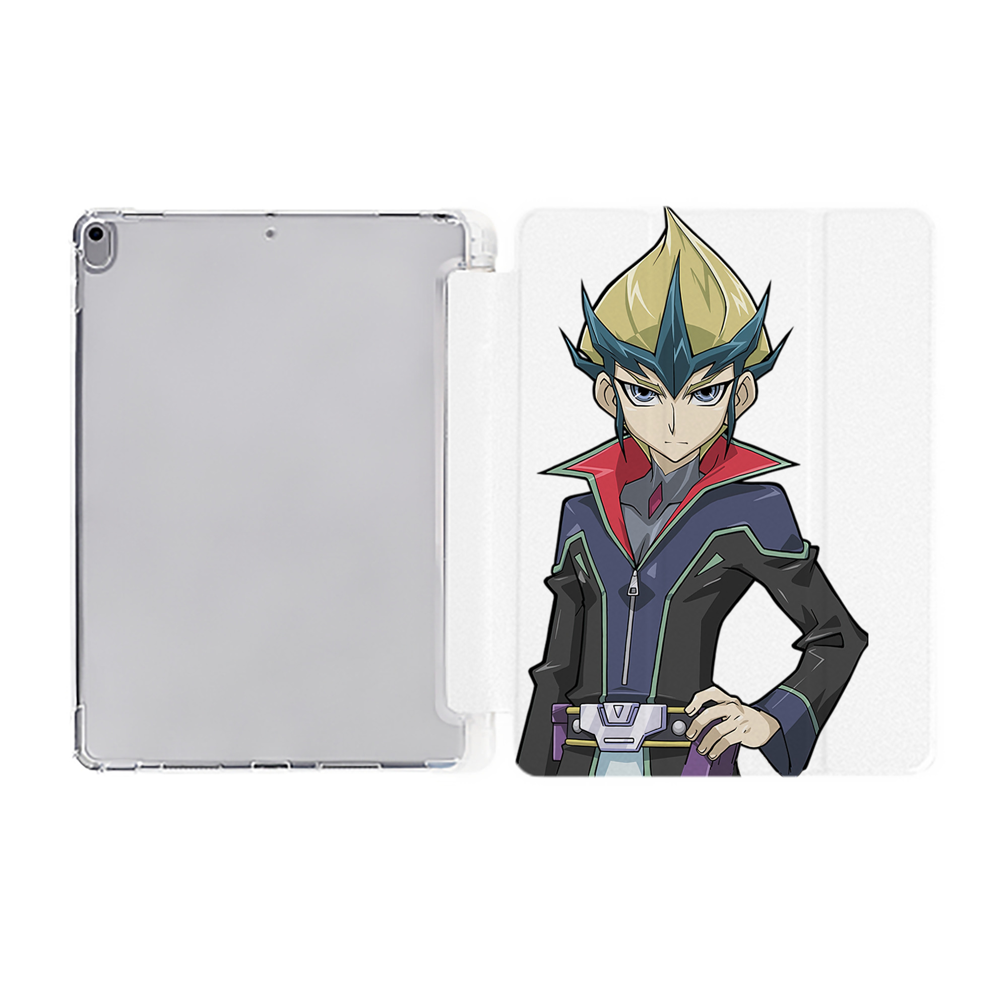 （画像用） 遊☆戯☆王 Yu-Gi-Oh! IPad ケース ペン収納付き 三つ折りスタンド PUレザー×シリコン 対応機種9.5/10.5/10.9インチ
